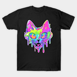 Psychedelic Party Cat EDM Festival Rave T-Shirt